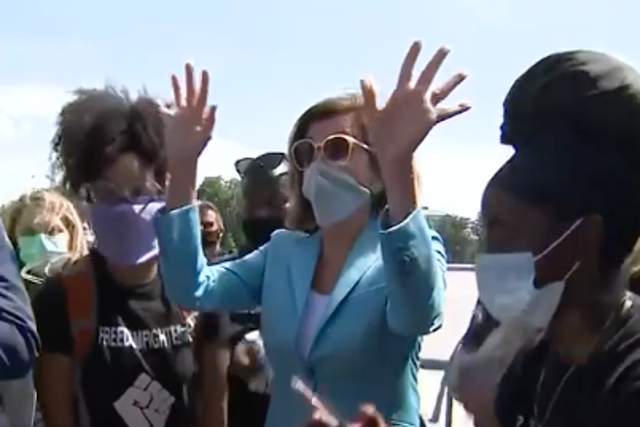 Speaker of the House Nancy Pelosi visited protesters near the Capitol Building in Washington, DC on 3 June, 2020