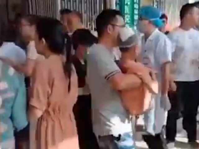 Screengrab of video by Xiaoxiang Morning Herald of the scene of a knife attack at a nursery school in Wangfu township, Wuzhou, Guangxi, southern China, 4 June 2020.