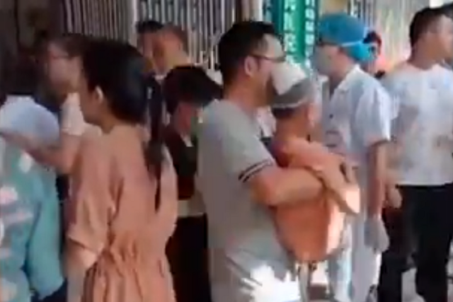 Screengrab of video by Xiaoxiang Morning Herald of the scene of a knife attack at a nursery school in Wangfu township, Wuzhou, Guangxi, southern China, 4 June 2020.