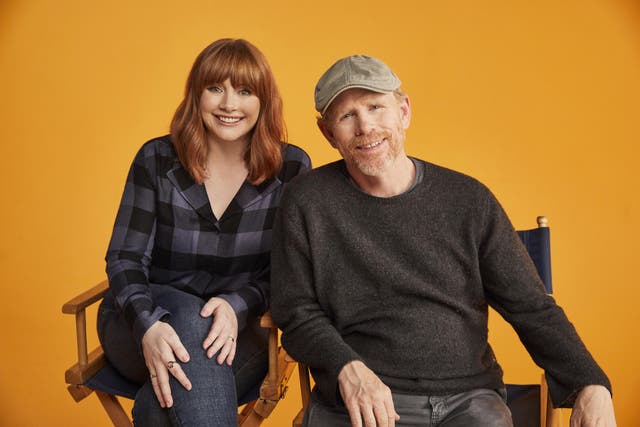 Bryce Dallas Howard and her dad Ron Howard on set of her film 'Dads' on Apple TV+