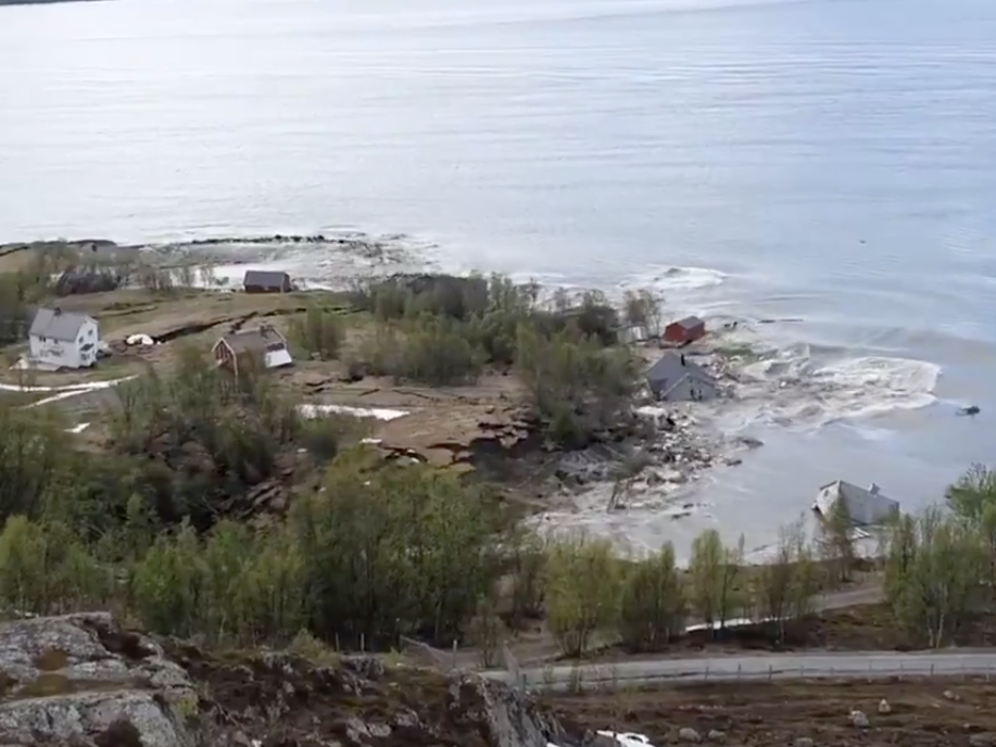 Cabin owner Jan Bakkeby filmed the destruction after he ran for his life during the catastrophic landslide