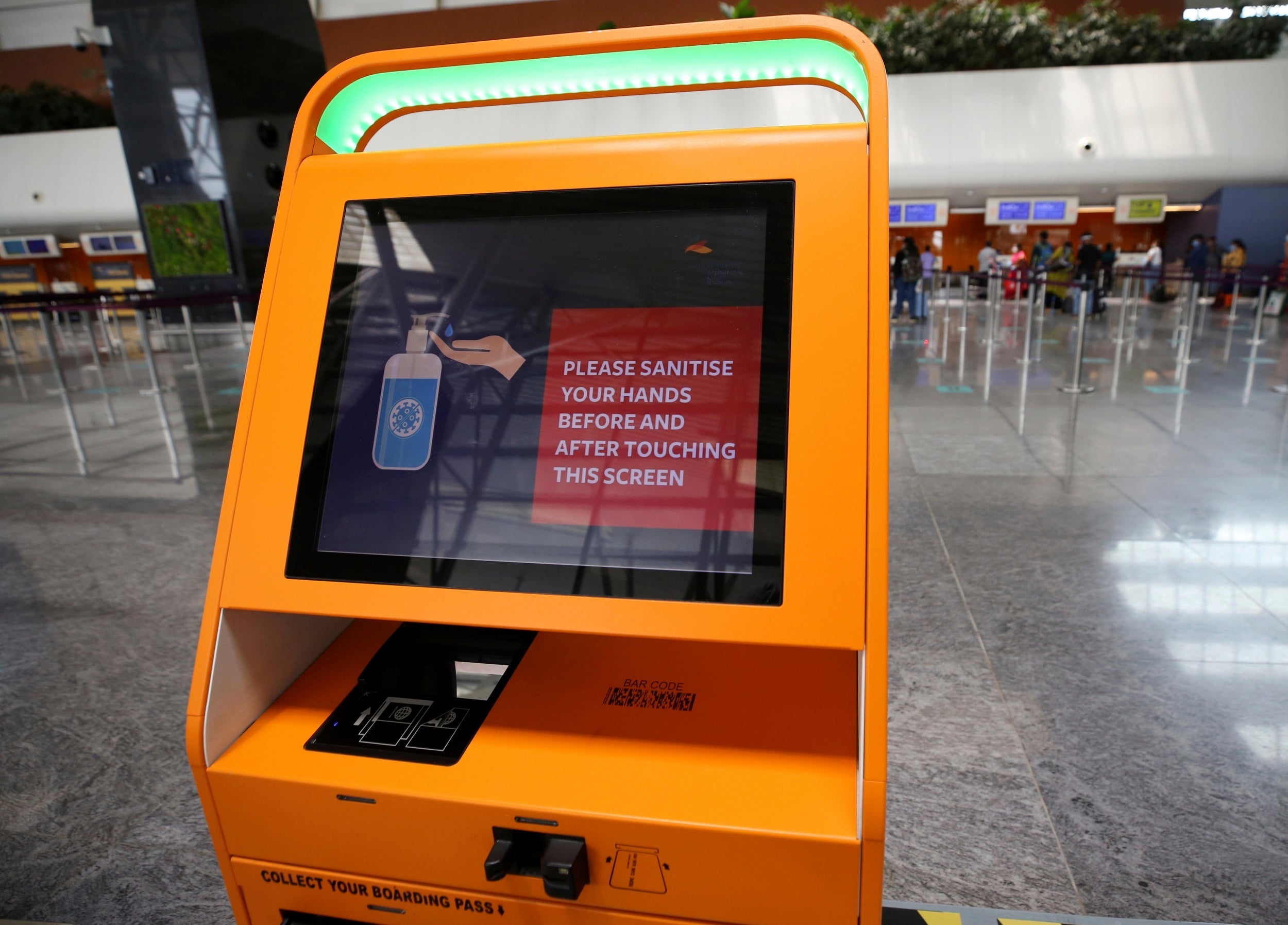 Airports are installing hand sanitiser machines