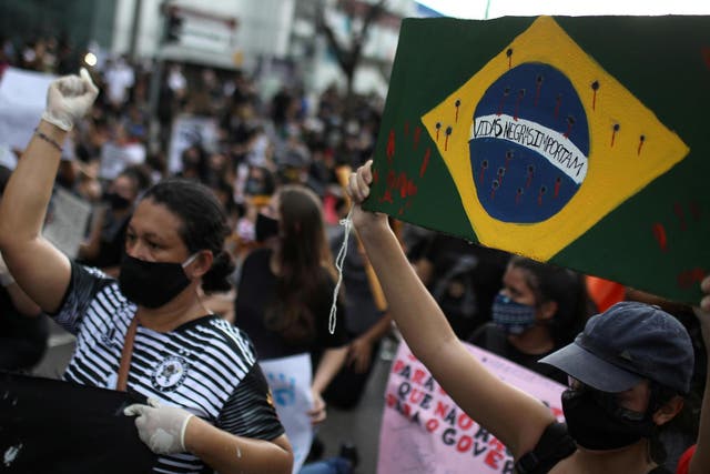 Protesters take to the streets in Brazil to denounce far-right President Jair Bolsonaro and show solidarity with George Floyd