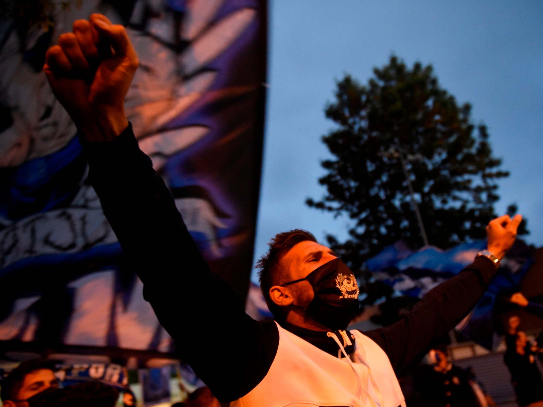 Porto supporters outside the Municipal Stadium in Vila Nova de Famalicao