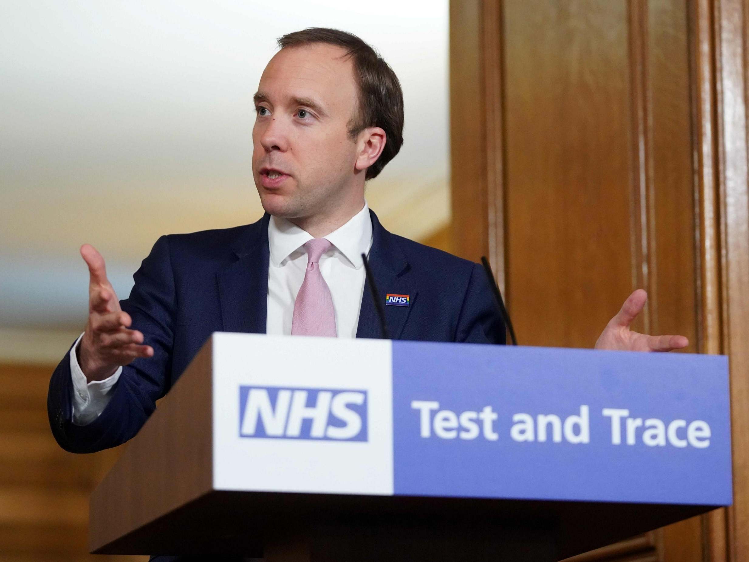 Matt Hancock speaking about NHS Test and Trace at Downing Street