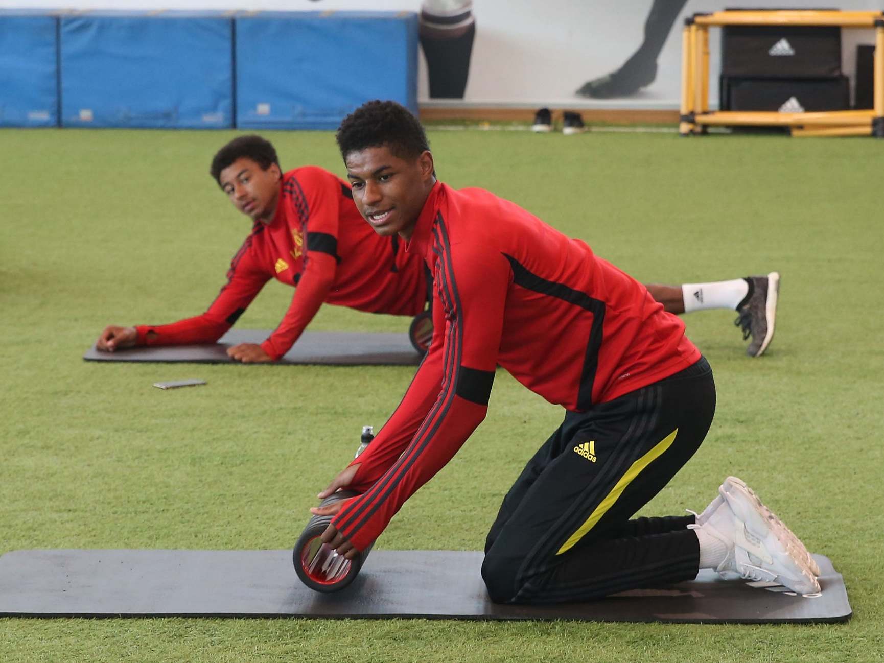 Marcus Rashford in Manchester United training this week