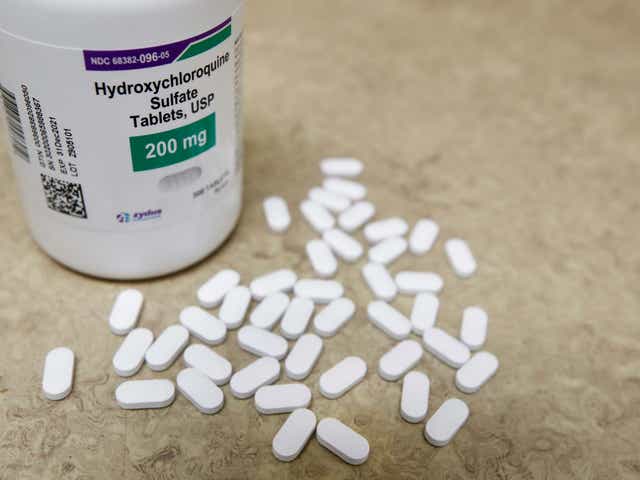 The drug hydroxychloroquine is displayed at the Rock Canyon Pharmacy in Provo, Utah