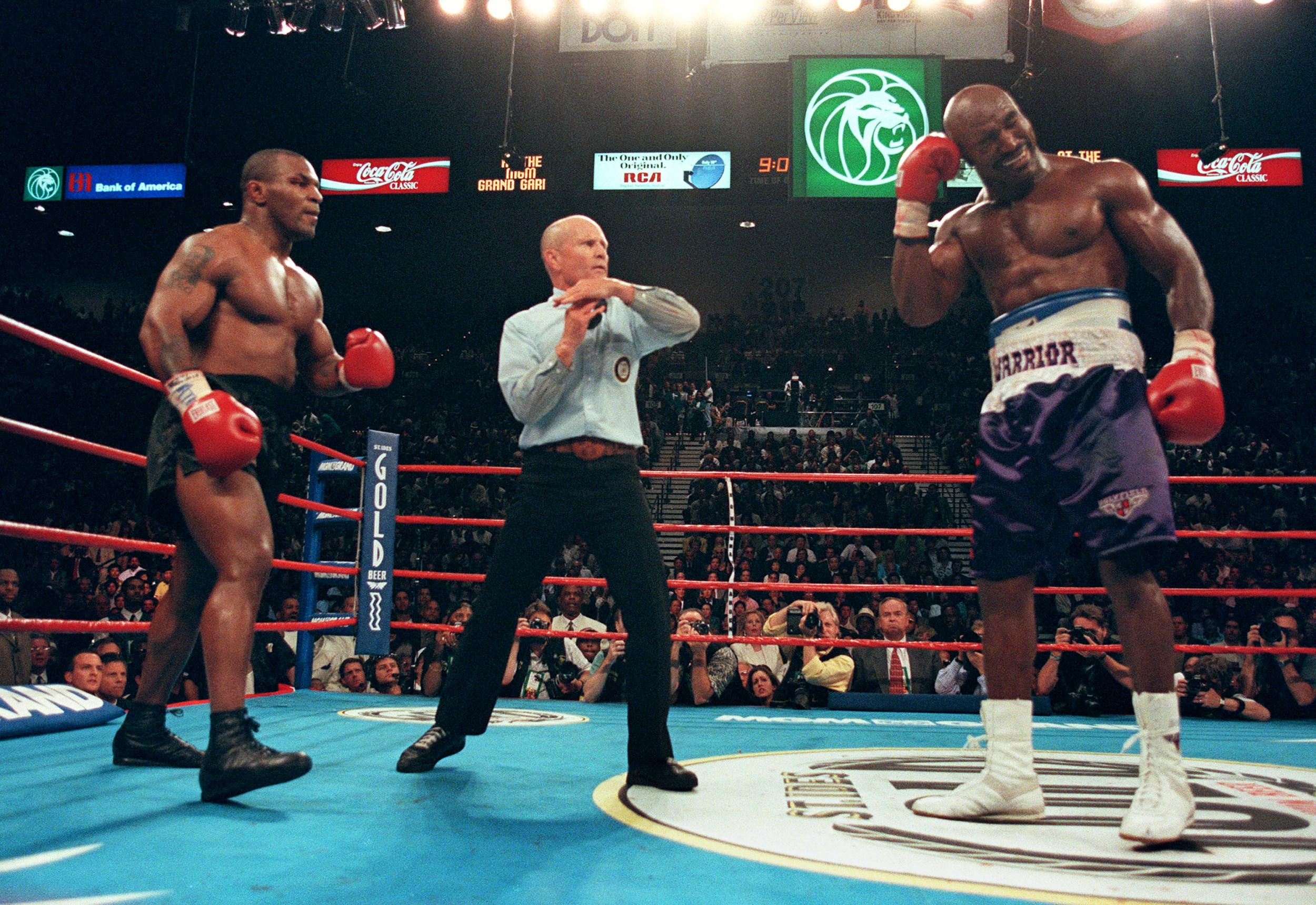 Holyfield went on to win by disqualification after Tyson's second bite