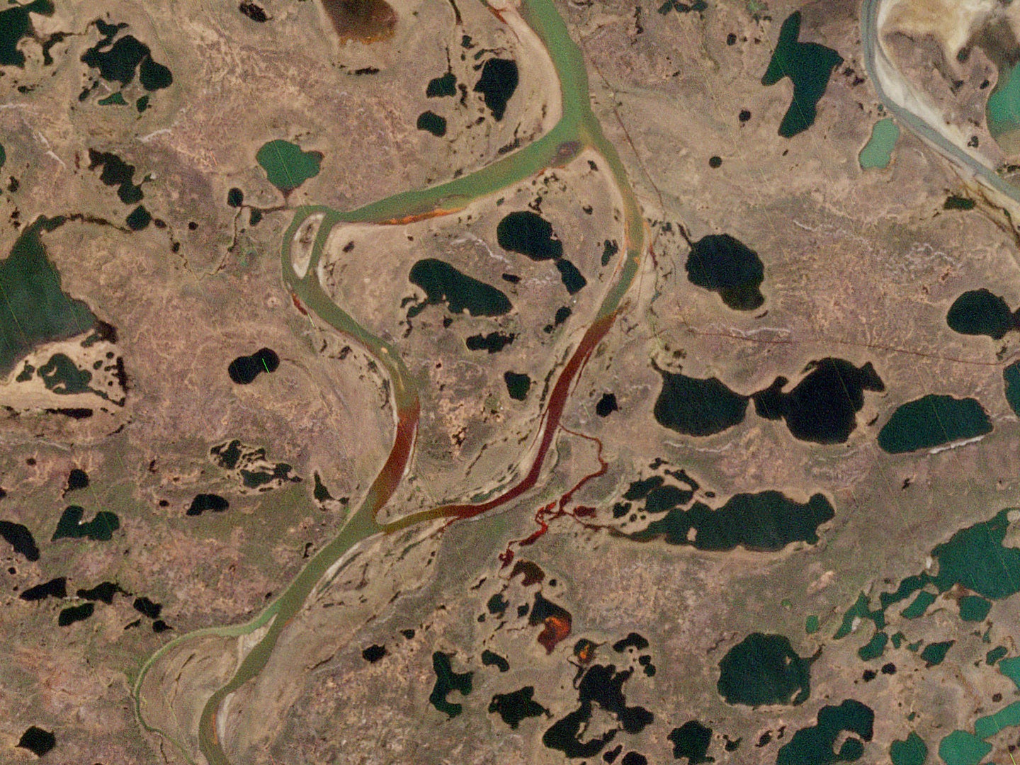 Image captured by the Copernicus Sentinel-2 mission on Saturday, 31 May, shows the extent of the oil spill, in red, near the power plant