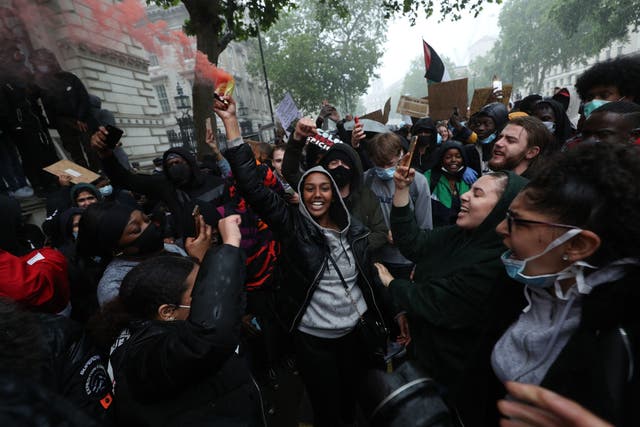 <p>Black Lives Matter protesters in Parliament Square</p>