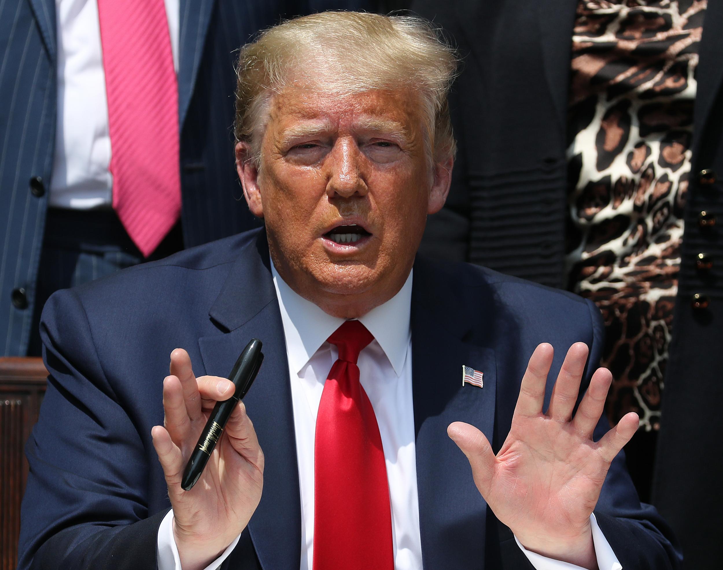 Trump, here speaking at a news conference in the Rose Garden at the White House, is facing a fresh wave of criticism for his handling of both the coronavirus and George Floyd protests