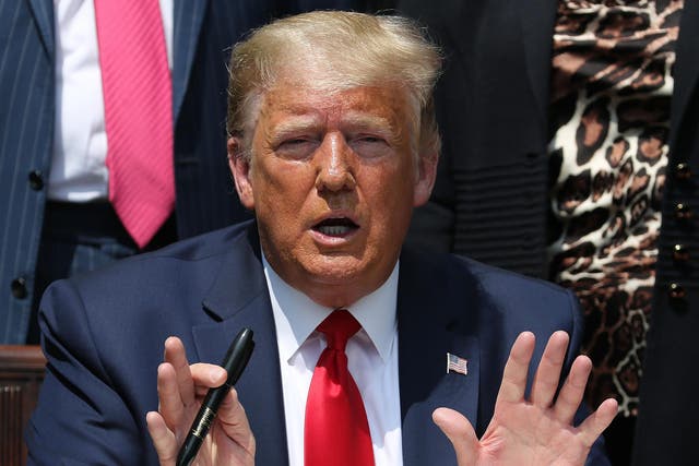 Trump, here speaking at a news conference in the Rose Garden at the White House, is facing a fresh wave of criticism for his handling of both the coronavirus and George Floyd protests