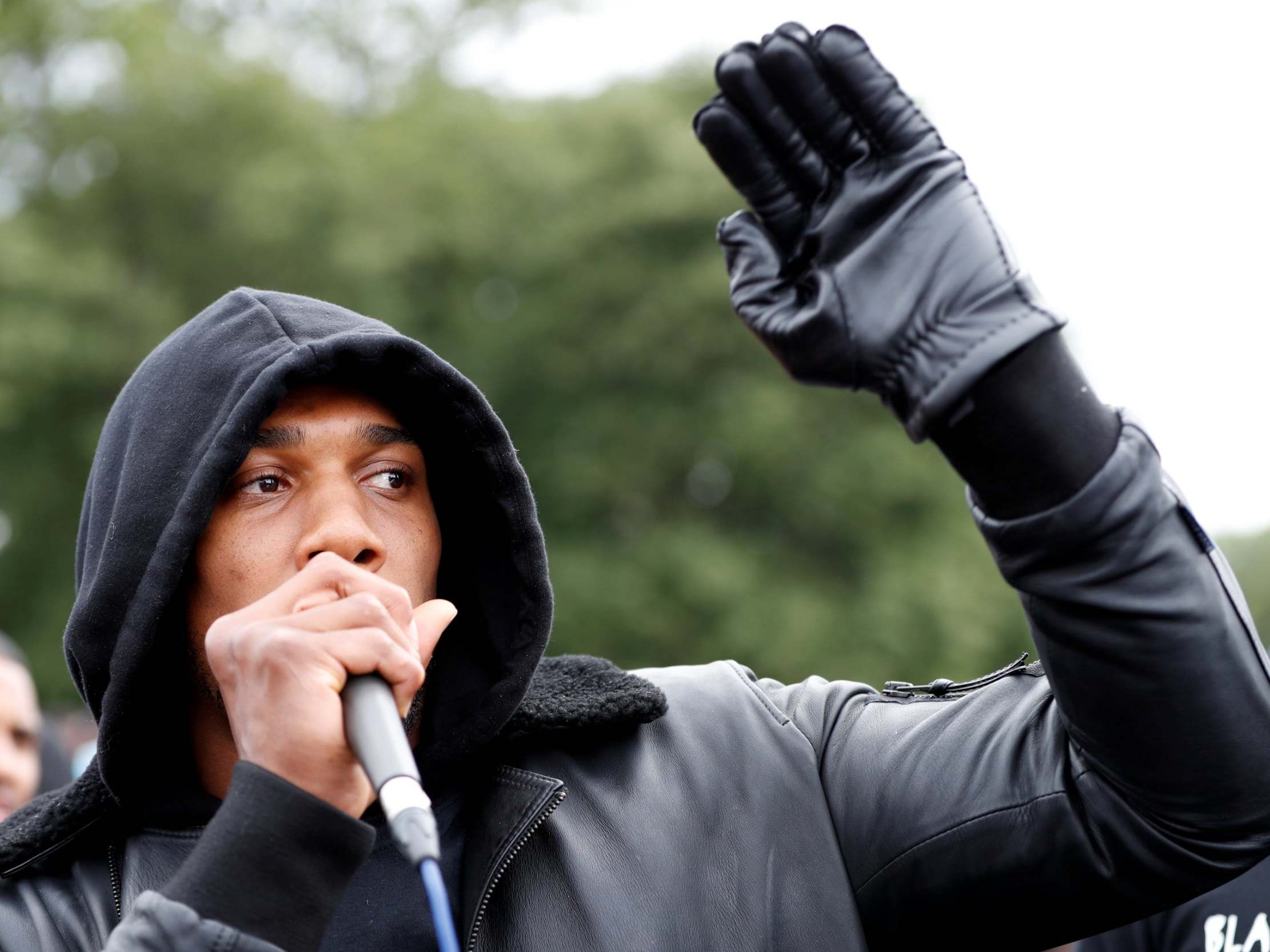 Anthony Joshua spoke at a Black Lives Matter protest in Watford