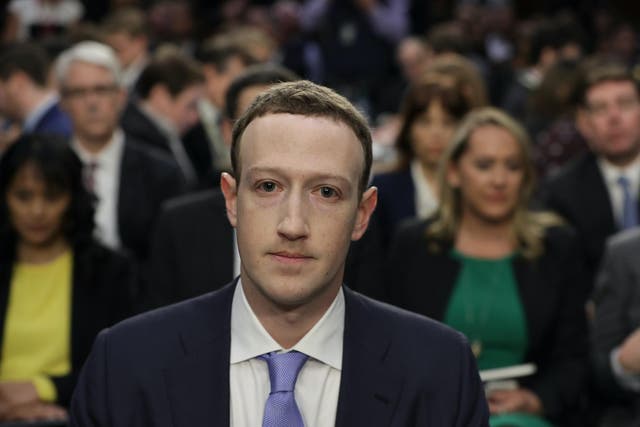 Mark Zuckerberg testifying before a US Senate committee