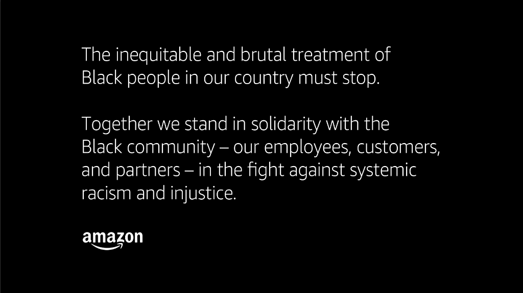 Amazon is among dozens of multinationals to have tweeted committing to solidarity with the Black community