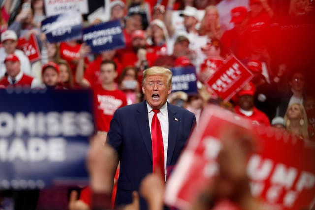 Trump rallies his supporters in Charlotte, North Carolina, just before the coronavirus outbreak effectively shut the state down