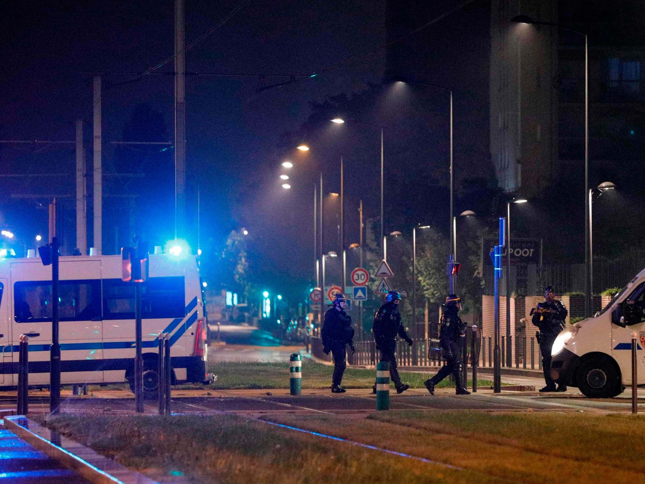 Police patrol during protests in Paris after a damning video sparked outrage in April