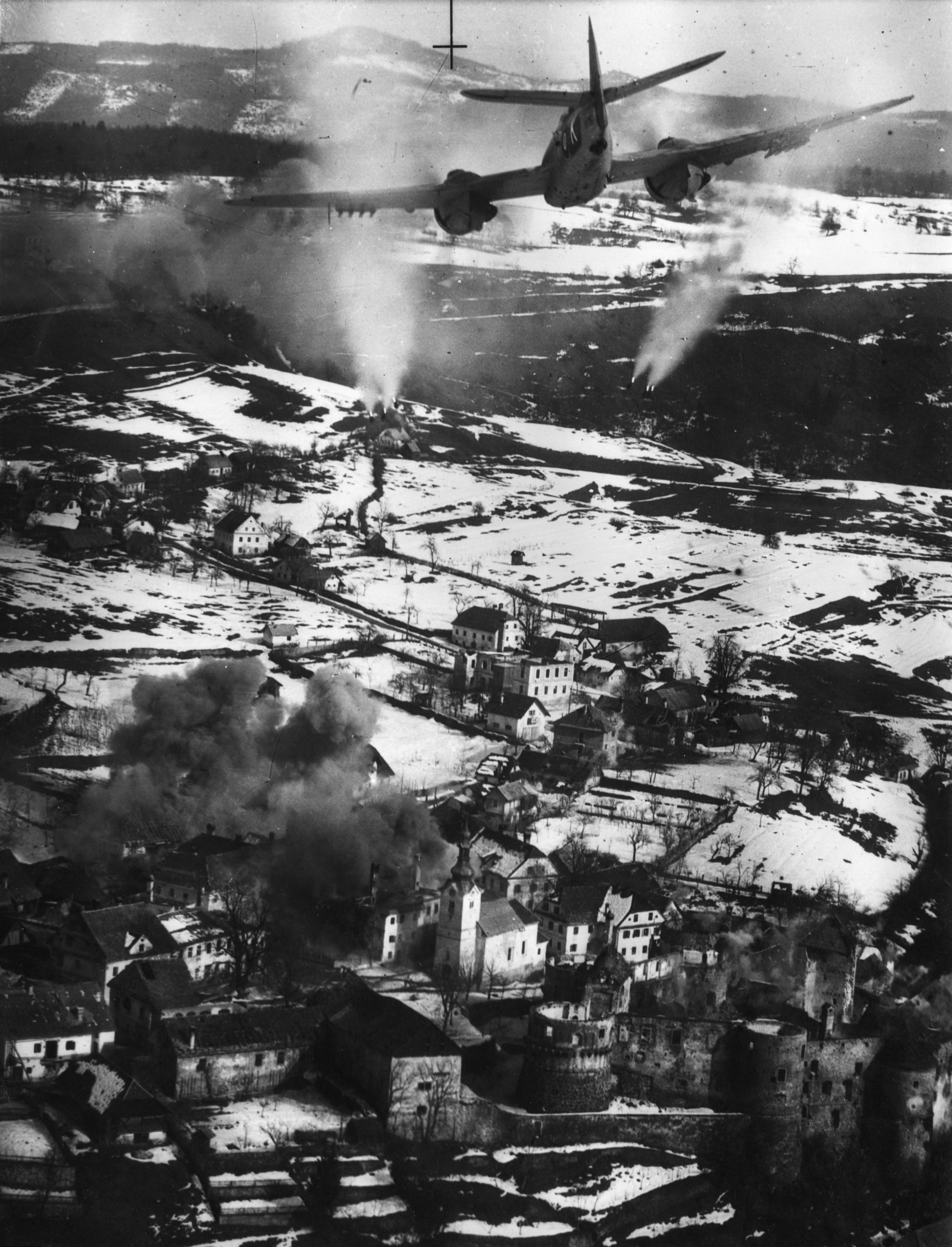 A rocket attack by a Bristol Beaufighter aircraft during the Second World War