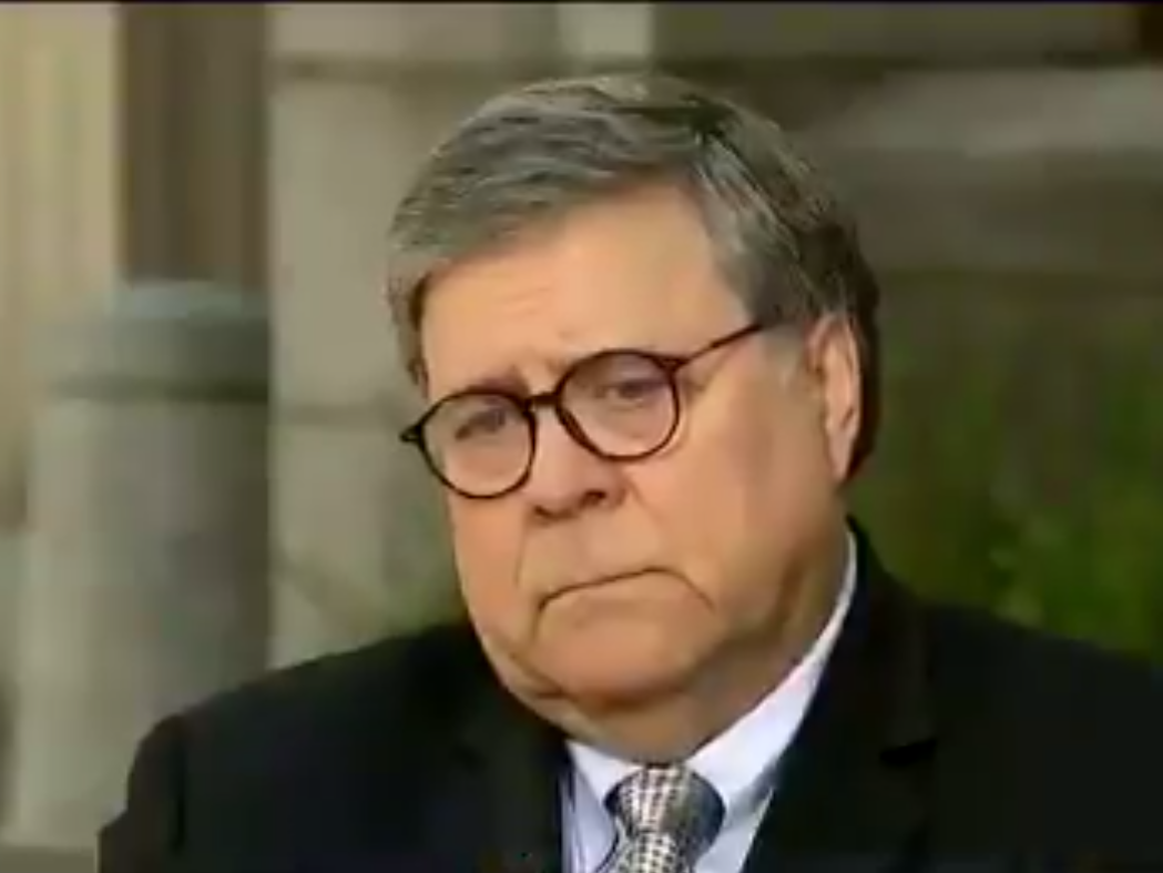 Attorney general William Barr speaking to Bret Baier on Monday