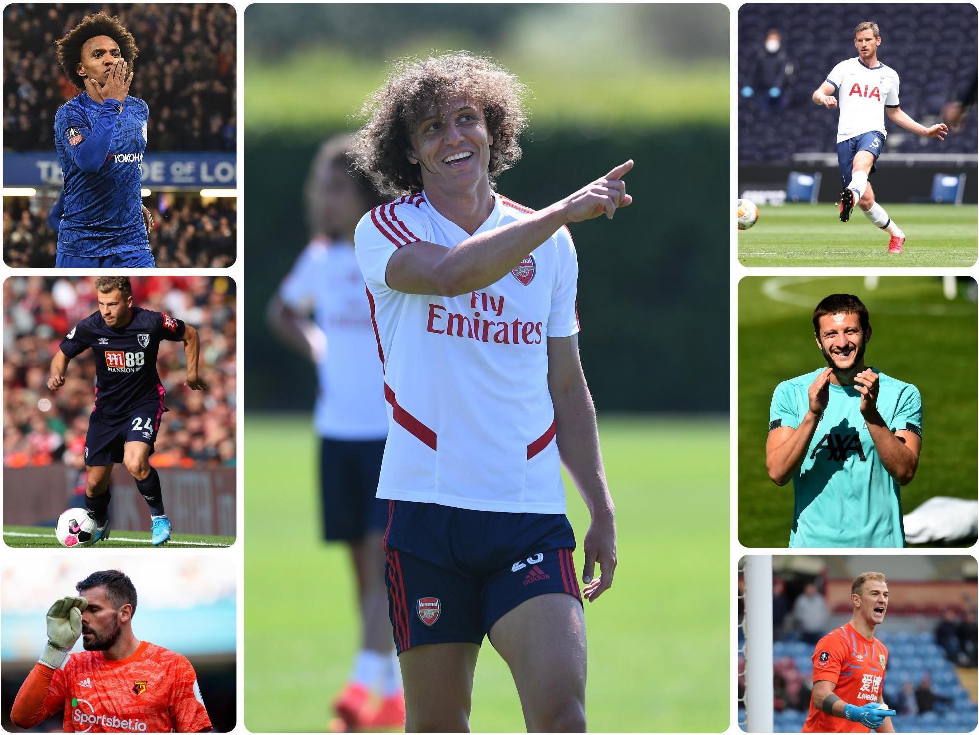 David Luiz, centre, is yet to sign a new deal at Arsenal
