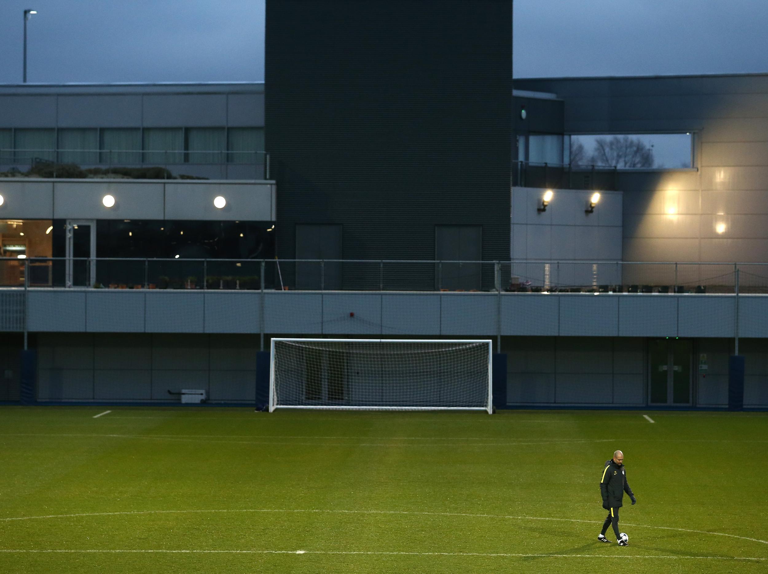 Pep Guardiola at Manchester's Eithad Campus