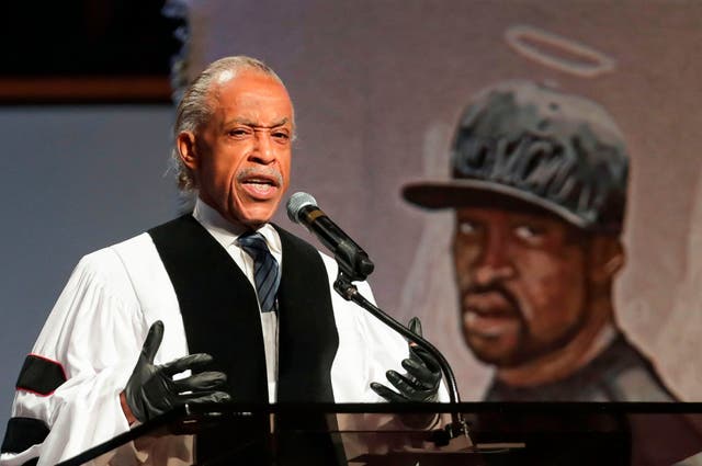 The Rev Al Sharpton speaks at the funeral of George Floyd in Houston, Texas