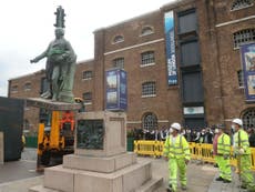 Statue of slave trader Robert Milligan removed from plinth in London
