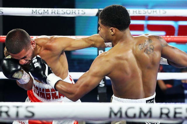 Shakur Stevenson sealed a convincing victory over Felix Caraballo on boxing's return