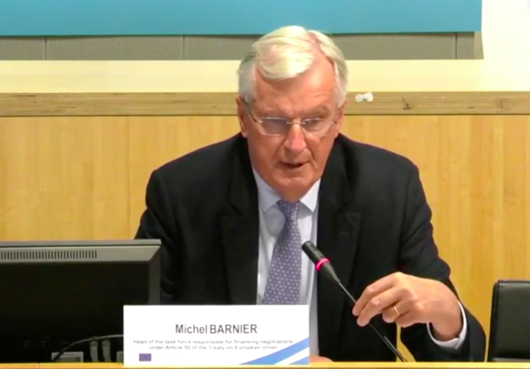 Michel Barnier appearing at the committee