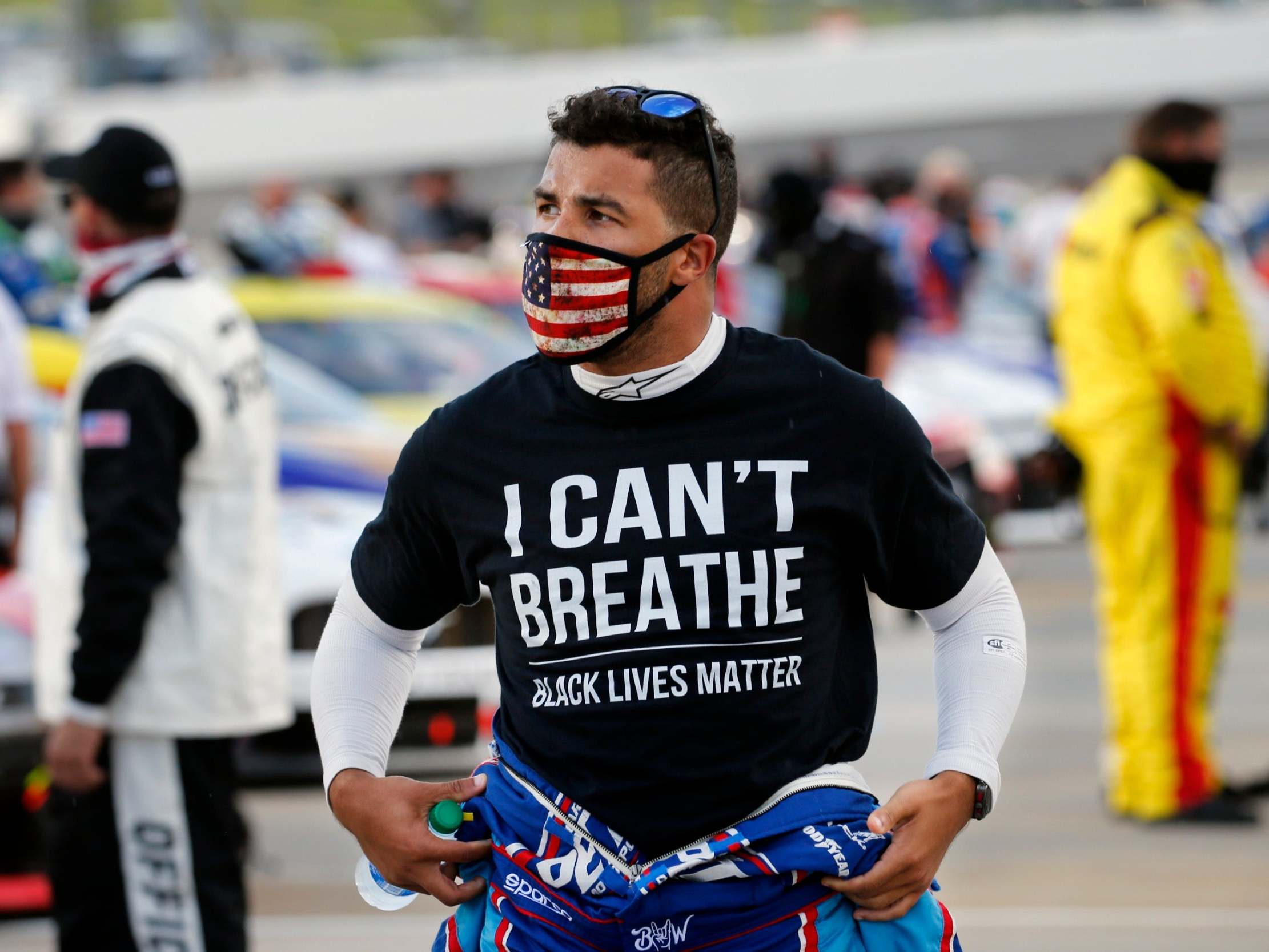 Bubba Wallace wore a T-shirt in support of George Floyd and racial equality before the race