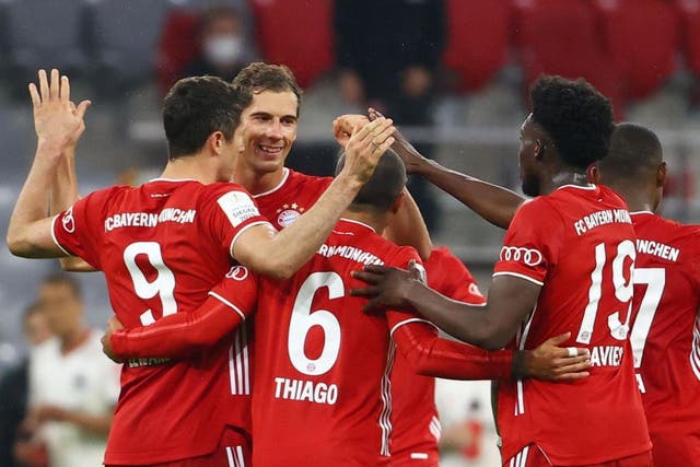 Bayern celebrate retaking the lead against Frankfurt