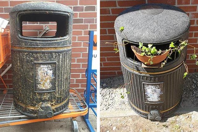 A Worthing council bin that was thrown off a pier has washed up on a German island six months later and transformed into a plant holder and bird house