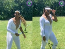Serena Williams wears bejewelled tennis catsuit in Wimbledon video