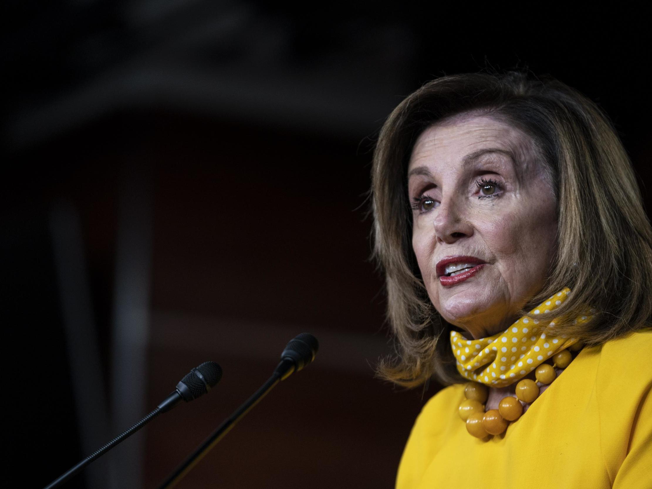 US Speaker of the House Rep. Nancy Pelosi speaks during a weekly news conference on 11 June