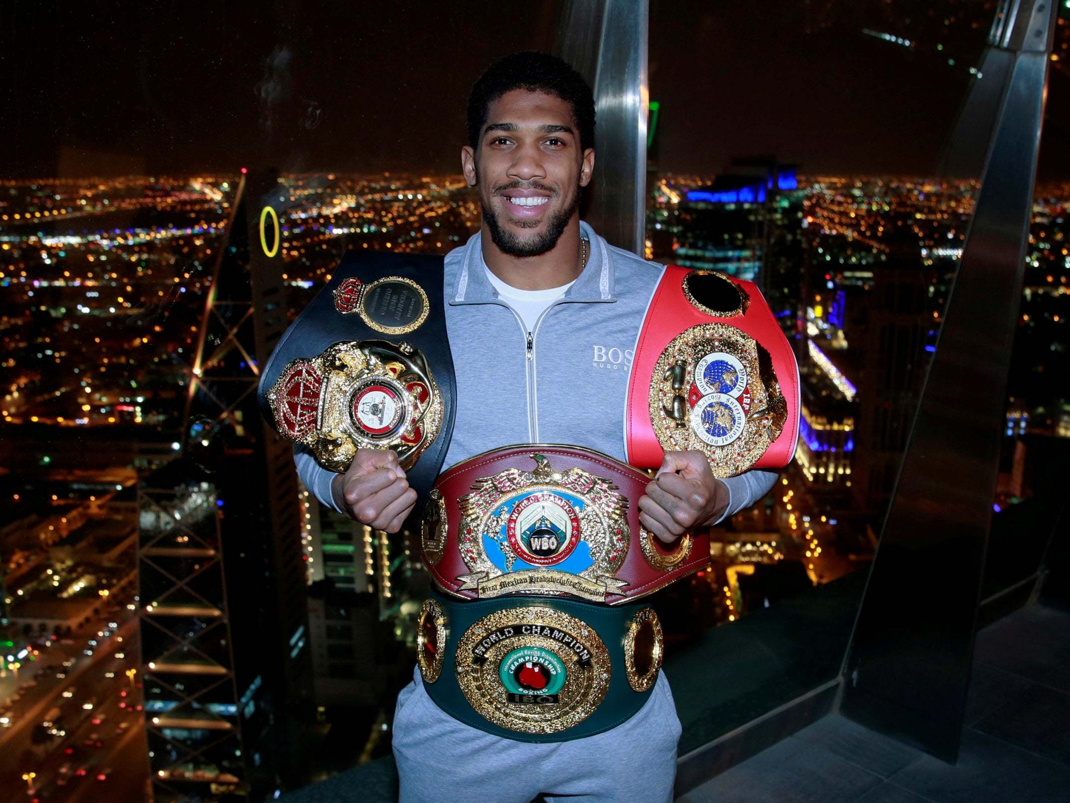 Anthony Joshua after beating Andy Ruiz Jr in Riyadh, Saudi Arabia