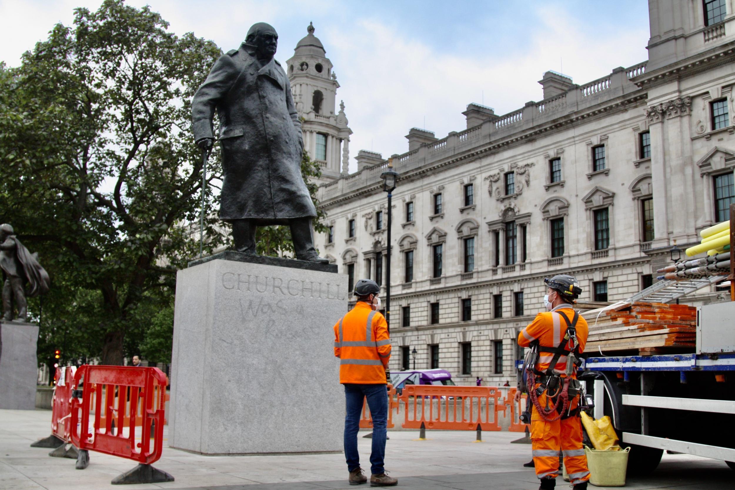 The Winston Churchill statue in Parliament Square was vandalised last weekend