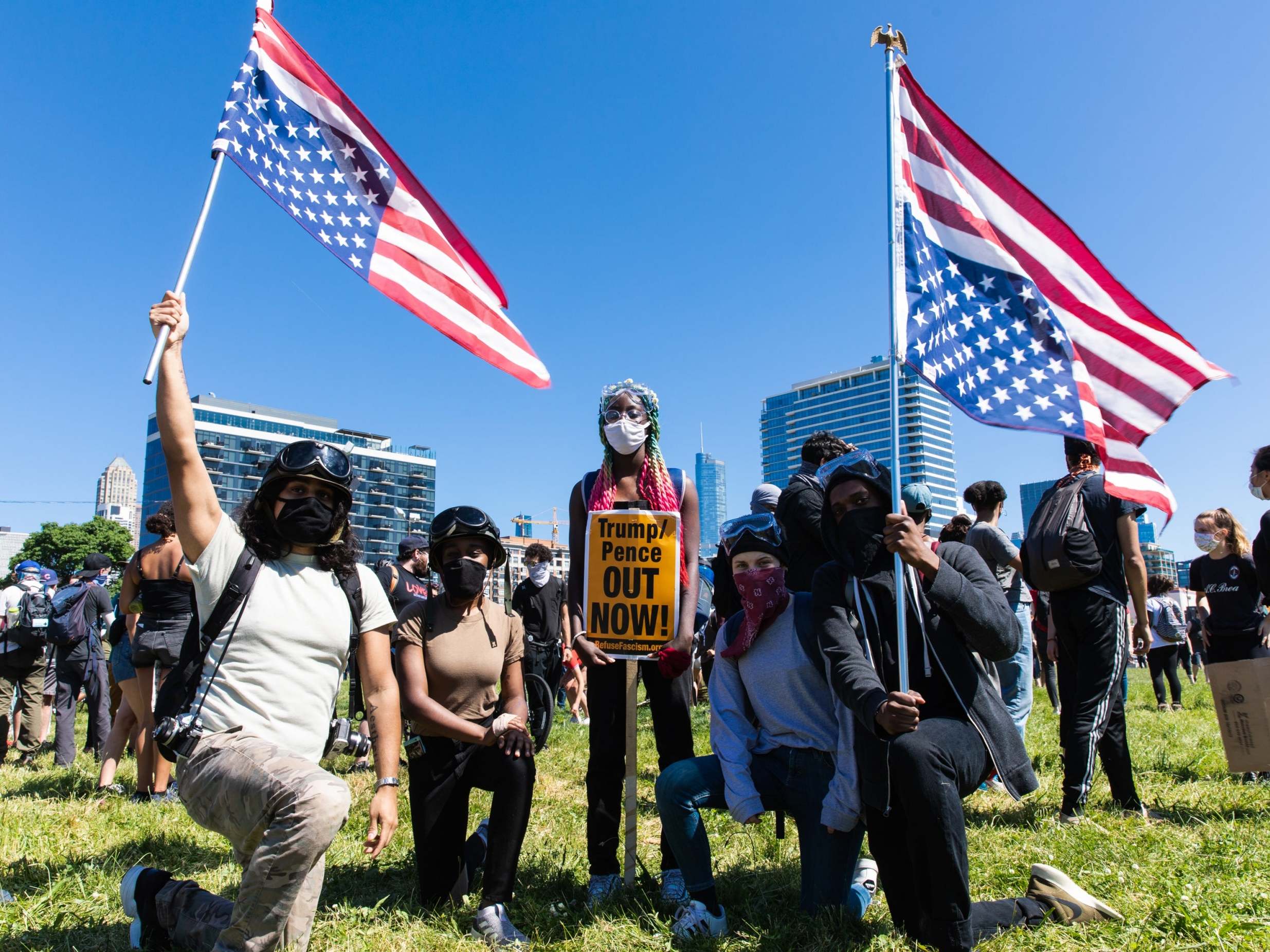 Black Lives Matter protests in Chicago 'take the knee'