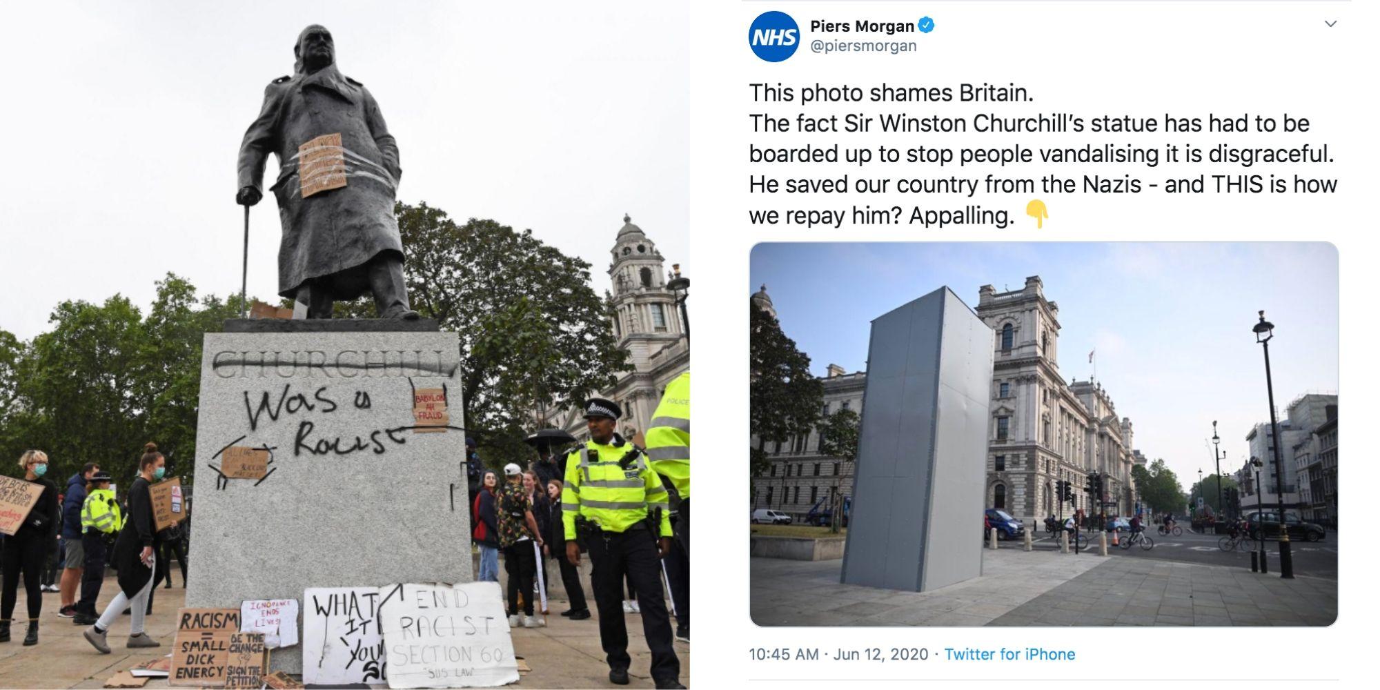 Right wingers are furious that this Churchill statue has been boarded up,  but it's not the first time | indy100
