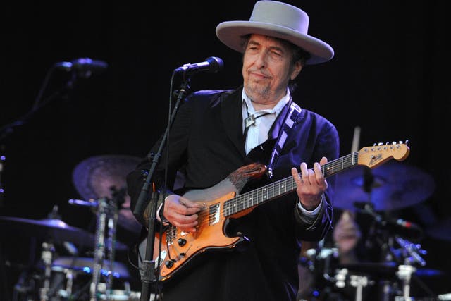 Bob Dylan performs on 22 July 2012 in Carhaix-Plouguer, France.