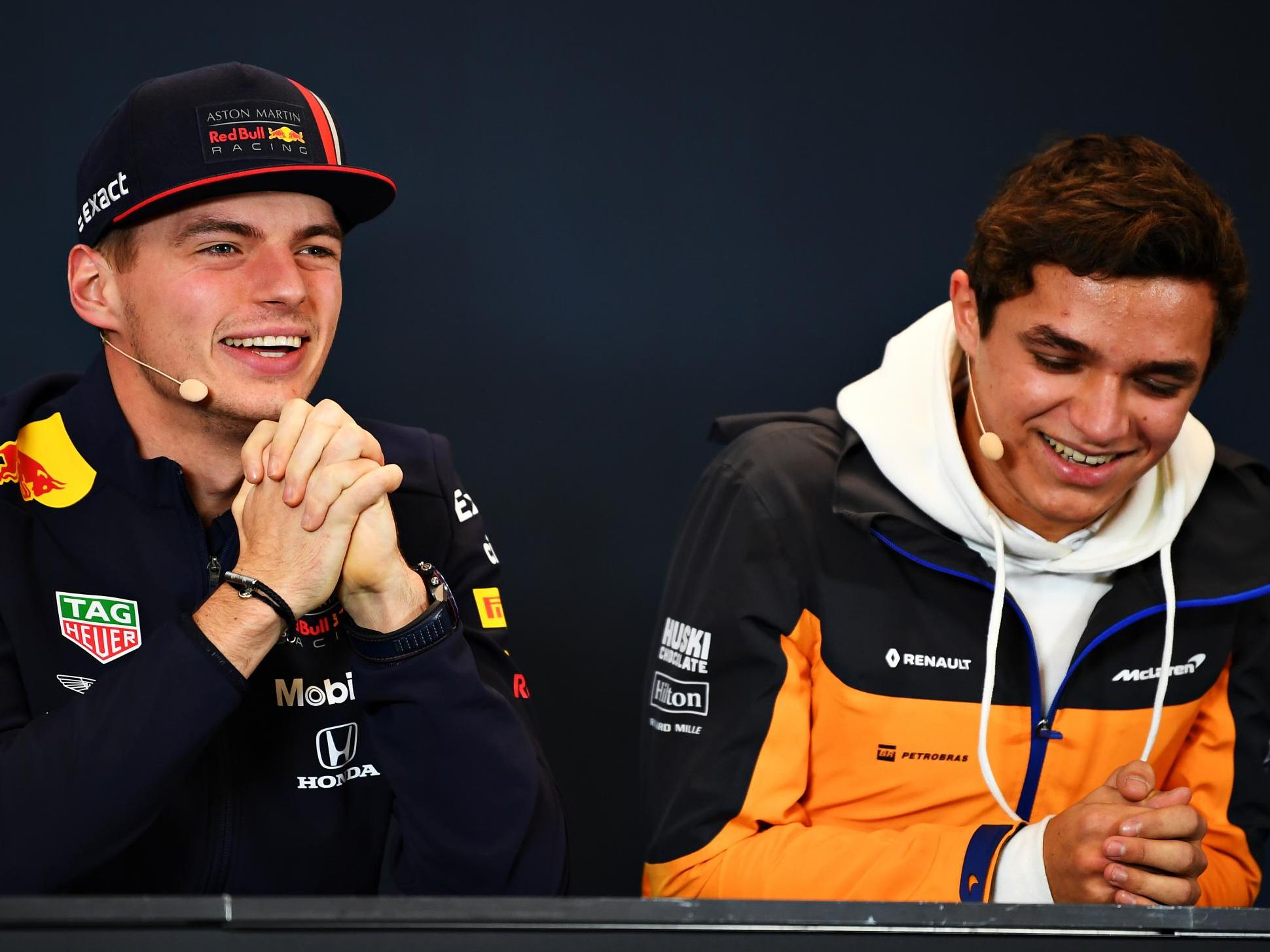 Friends Max Verstappen (left) and Lando Norris