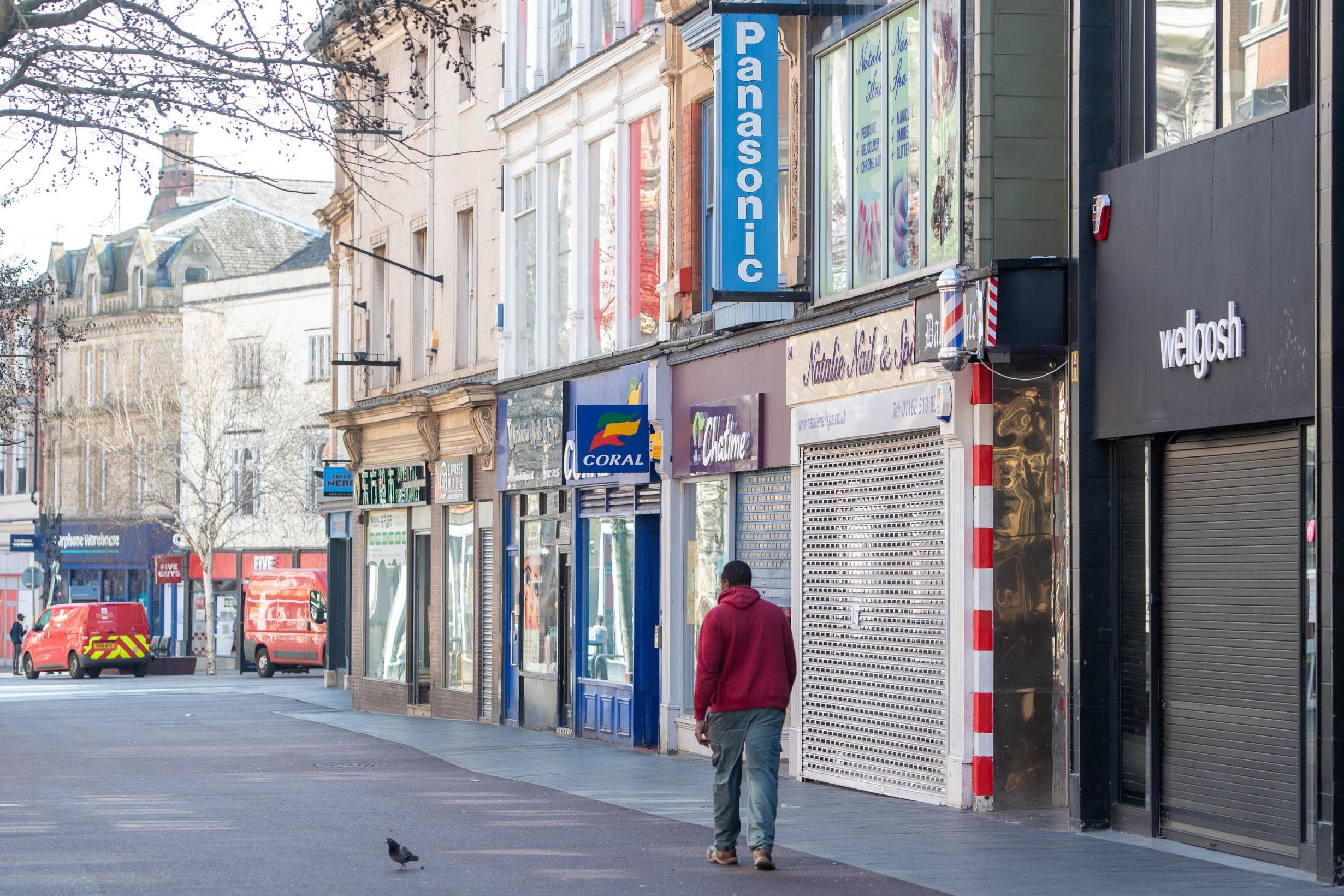 The deserted high street in Leicester