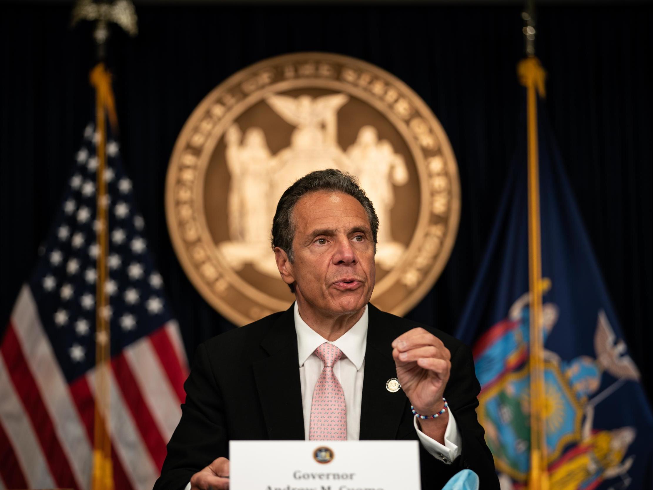 New York Gov Andrew Cuomo speaks during the daily media briefing at the Office of the Governor of the State of New York on 12 June