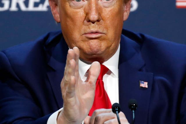 President Donald Trump speaks during a roundtable discussion at Gateway Church Dallas on 11 June