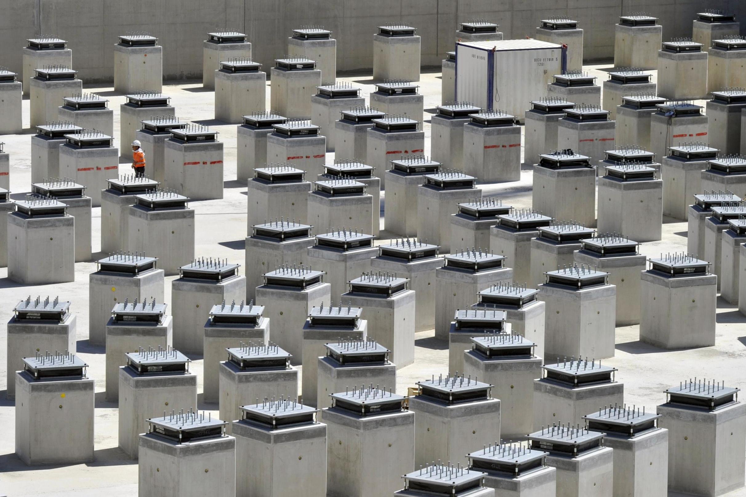 The Iter Tokamak reactor will rest on around 500 seismic pads that will protect it from earthquakes