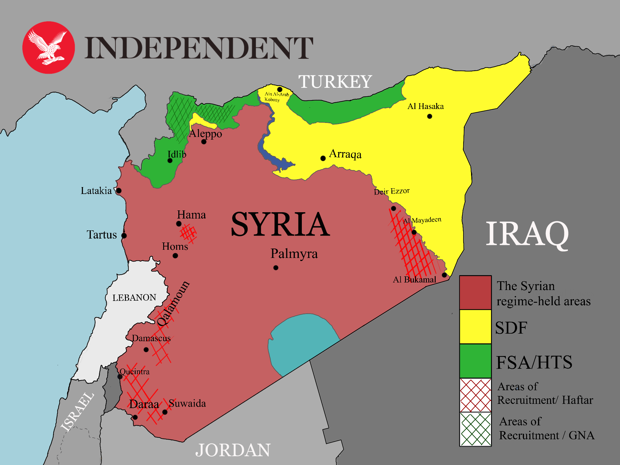 Map of recruitment in Syria