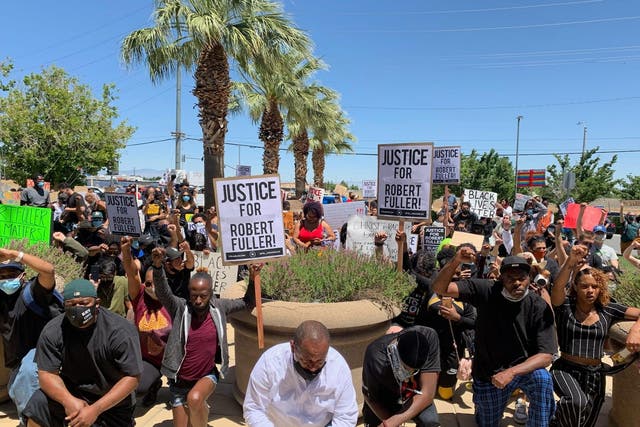 People marched in Palmdale, California, to demand an investigation into the death of 24-year-old Robert Fuller, who was found hanging from a tree early Wednesday near City Hall