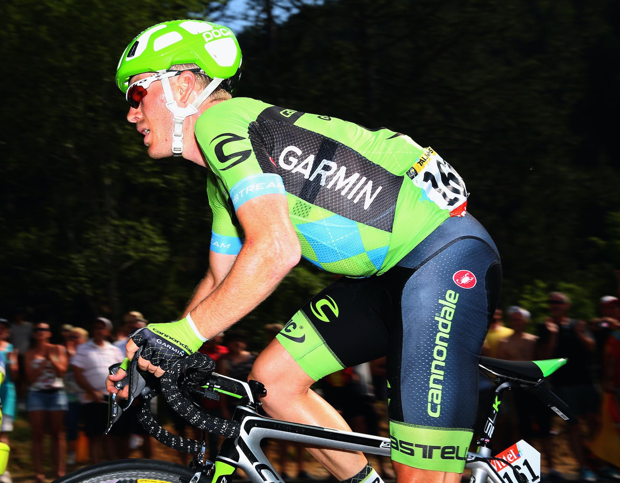 Andrew Talansky of the USA and Team Cannondale-Garmin in action on stage 14 of the 2015 Tour de France, a 178km stage from Rodez to Mende, on July 18, 2015 in Mende, France