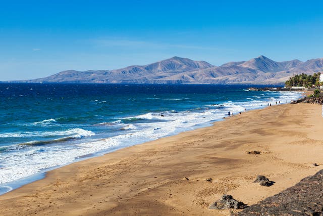 Puerto del Carmen beach in Lanzarote, Canary islands