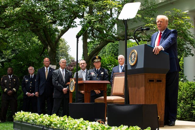 Donald Trump speaks at the signing of an executive order on police reform