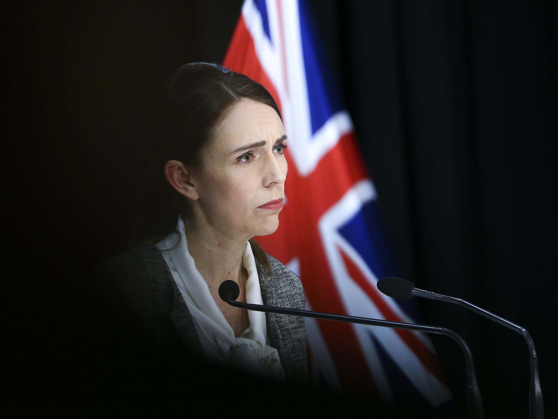 Prime Minister Jacinda Ardern speaks to media during a press conference at Parliament